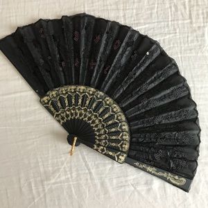 Black Sequined Hand Fan
